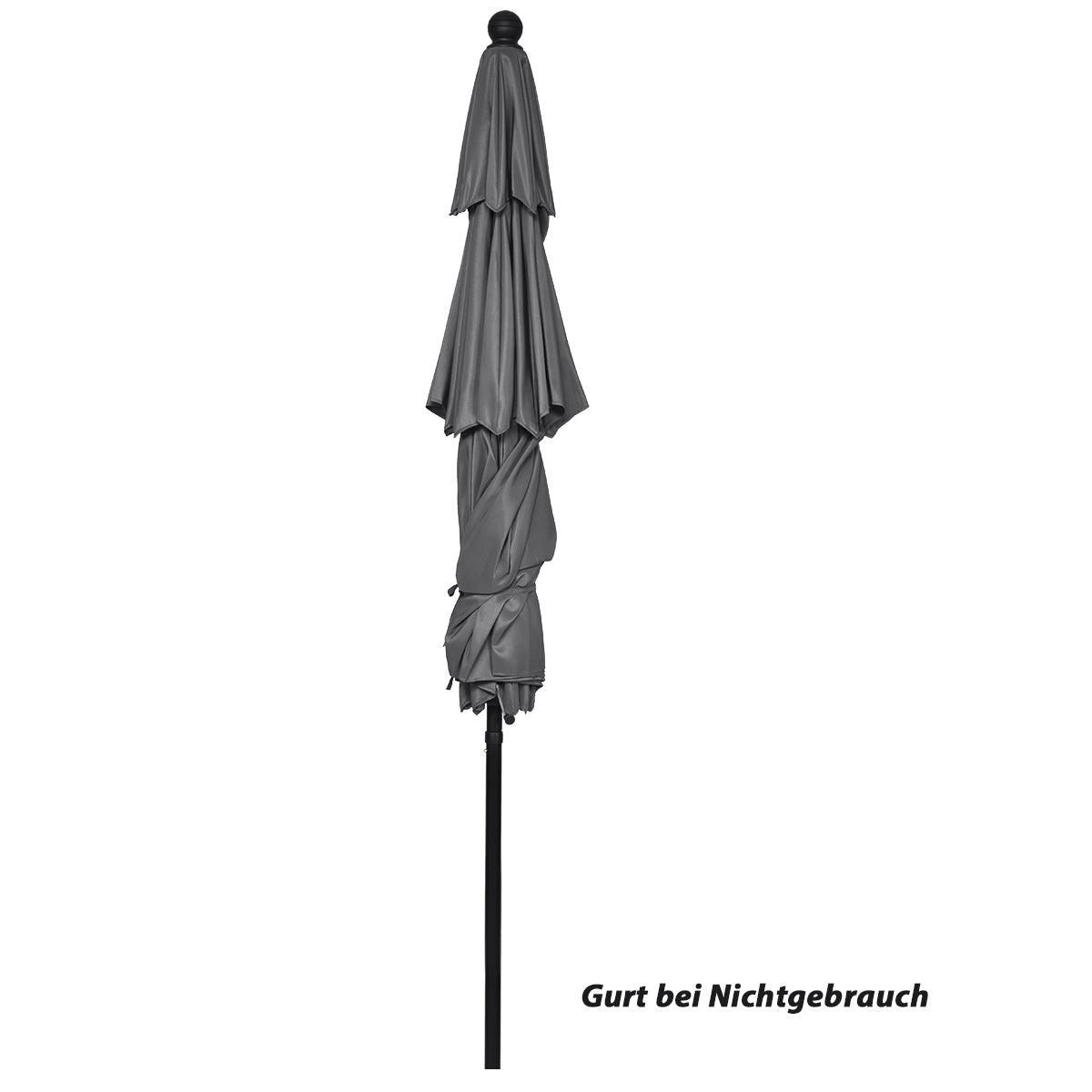 300 cm Sonnenschirm aus Aluminium mit 3-stufigem Dach Automatisch Neigbarer Standschirm Anthrazit