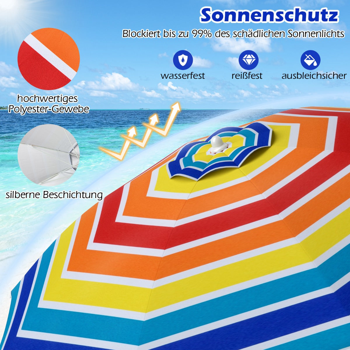 Sonnenschirm mit Verankerung Marktschirm Gartenschirm neigbar Alu Terrassenschirm fÃ¼r Outdoor Bunt