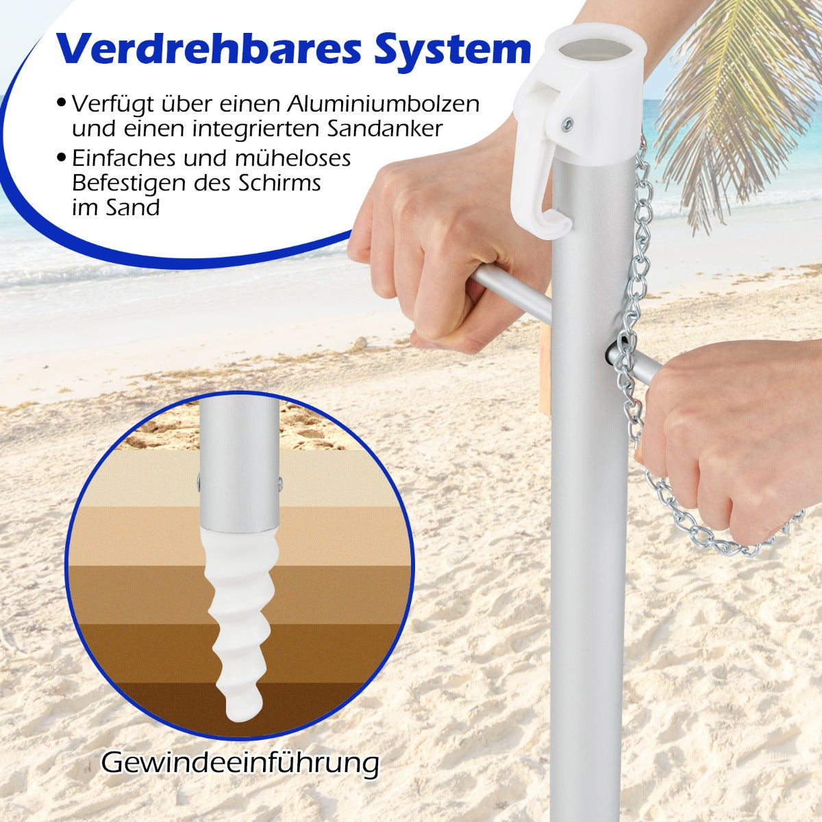 Sonnenschirm mit Verankerung Marktschirm Gartenschirm neigbar Alu Terrassenschirm fÃ¼r Outdoor Bunt