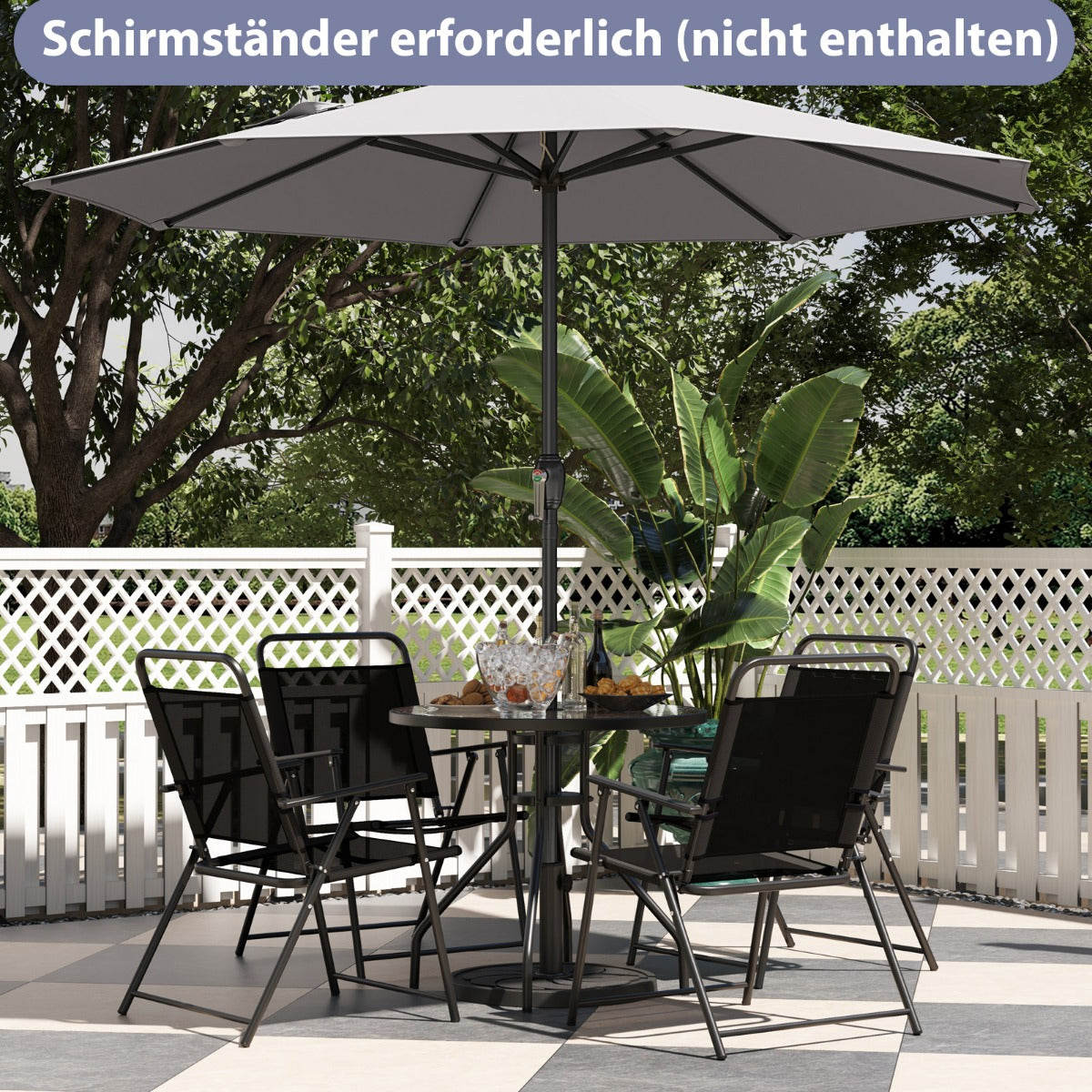 Sonnenschirm 250 cm Gartenschirm mit Kurbel Terrassenschirm mit 8 Rippen Grau