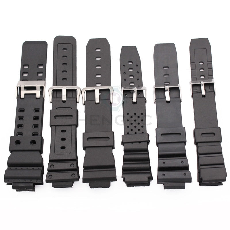 Silikon Gummi Uhrenarmband Männer Schwarz Sport Tauchen Uhrenarmbänder Edelstahl Dornschließe Uhrenzubehör