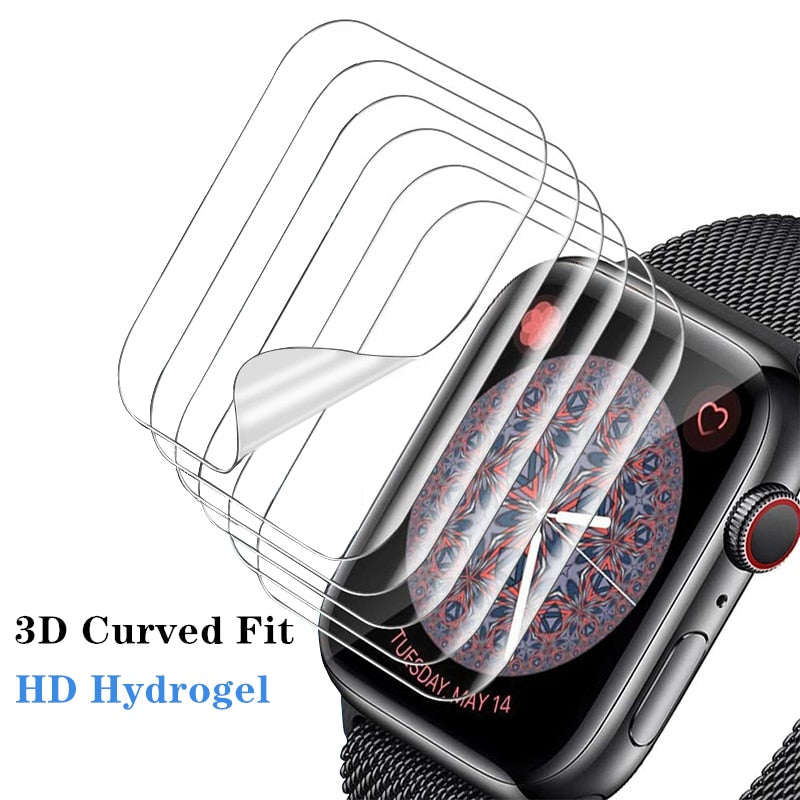Displayschutzfolie, transparent, vollständiger Schutzfilm für Apple Watch 8, 7, 6 SE, 5, 4, 45 mm, 41 mm, 40 mm, 44 mm, kein Glas für iWatch 3, 2, 38 mm, 42 mm