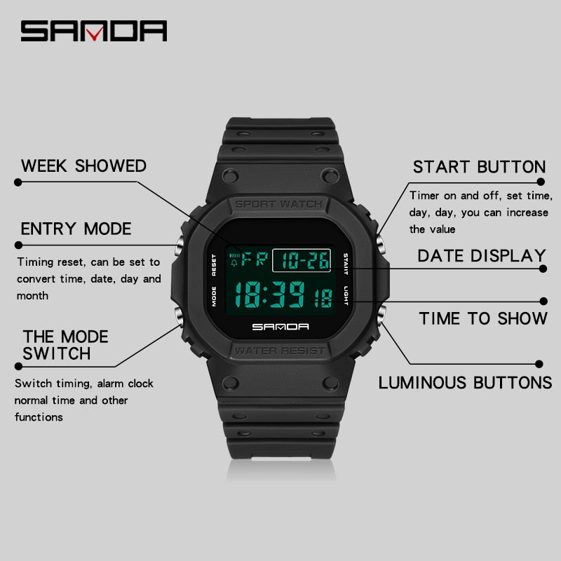 SANDA Sports Watch Men Top Brand Luxury Famous LED Digital Watches Male Clocks Men's Watch Relojes Deportivos Herren Uhren