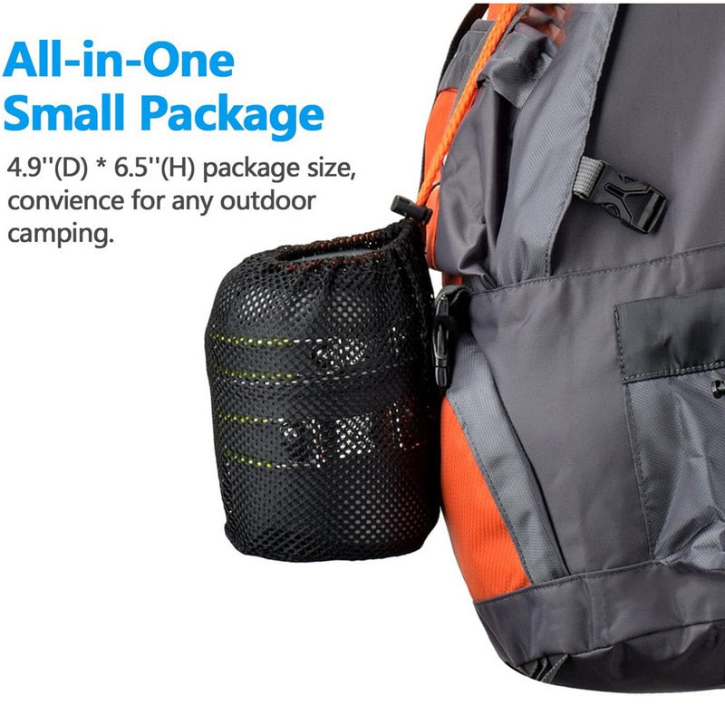 Camping-Kochgeschirr-Messset mit Mini-Herd, Halterung, Messer, Gabel, Löffel, Edelstahlbecher für Outdoor-Camping, Wandern, Picknick