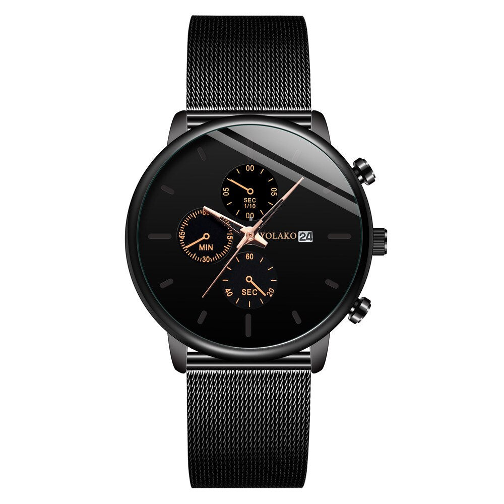 Mesh Stainless Steel Fashion Men Watch uhren herren luxury watch men Business Calendar Wristwatch Relogio Masculino Montre homme