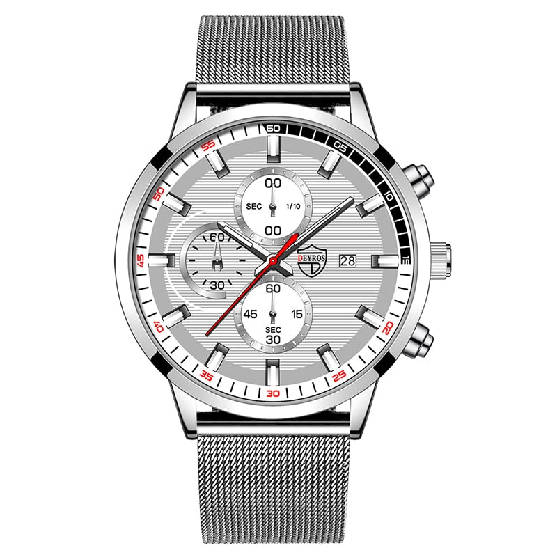 uhren herren 2022 mode Herren Uhren Männer Luxus Edelstahl Mesh Gurtel Quarz Armbanduhr Leucht Uhr Business Casual Leder Armband