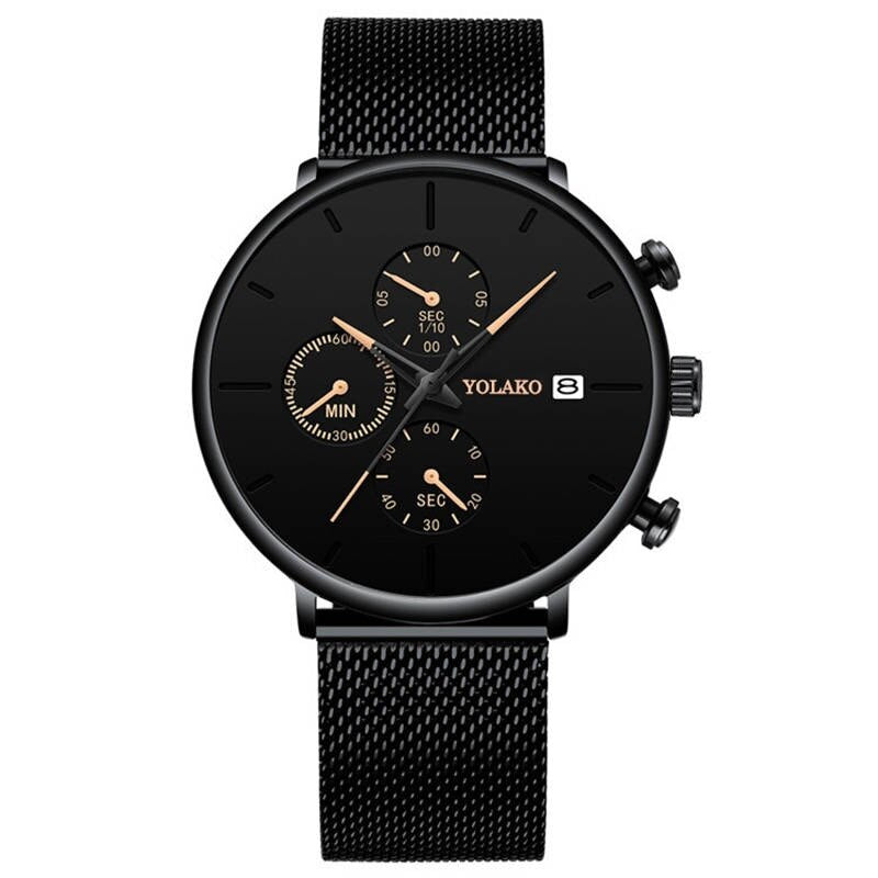 Reloj hombre Mens Fashion Uhren Edelstahl Mesh Gürtel Kalender Quarzuhr Männer Business Casual Uhr relogio masculino