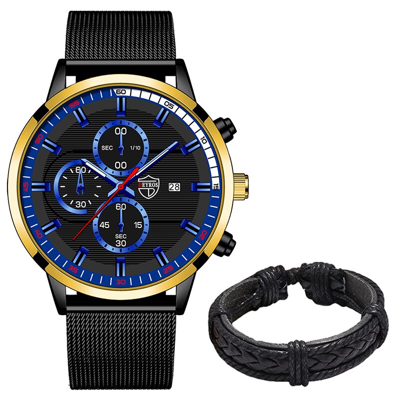 uhren herren 2022 mode Herren Uhren Männer Luxus Edelstahl Mesh Gurtel Quarz Armbanduhr Leucht Uhr Business Casual Leder Armband