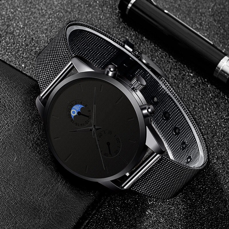 Reloj Hombre Mode Uhr Manner Business Uhren Luxus Klassische Schwarz Edelstahl Mesh Gurtel Quarz Armbanduhr Montre Homme