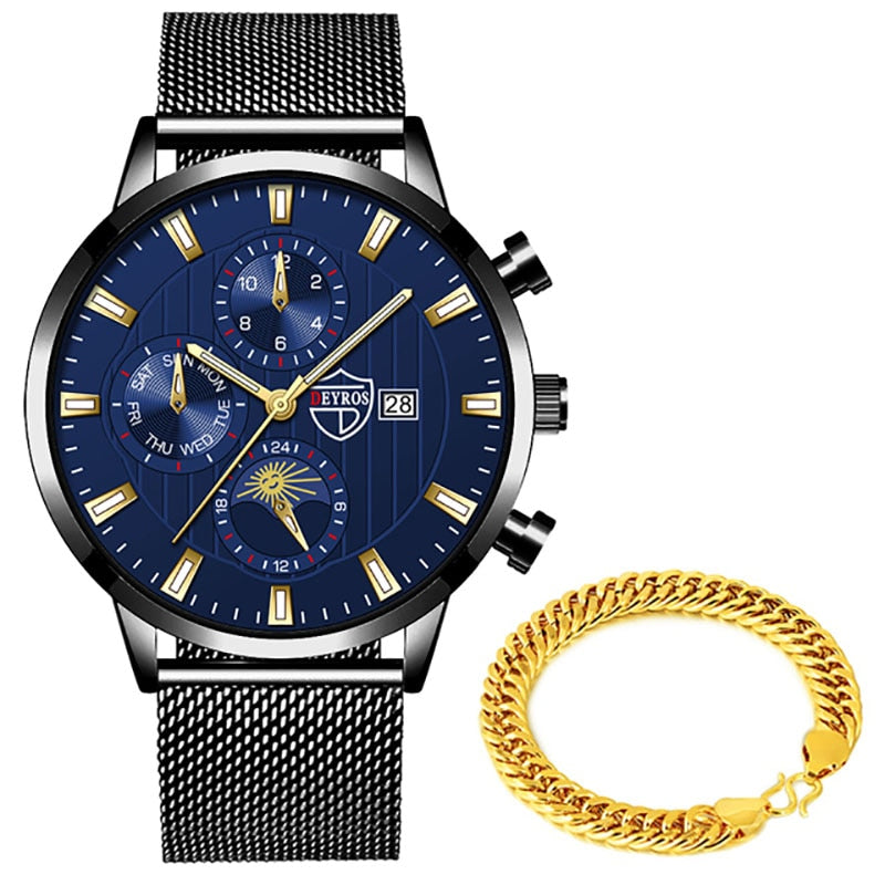 uhren herren Luxus Neue Herren Business Uhren Edelstahl Mesh Gürtel Quarz Armbanduhr Männer Sport Armband Casual Leucht Uhr Uhr