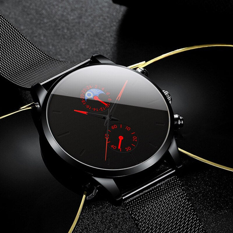 Reloj Hombre Mode Uhr Manner Business Uhren Luxus Klassische Schwarz Edelstahl Mesh Gurtel Quarz Armbanduhr Montre Homme