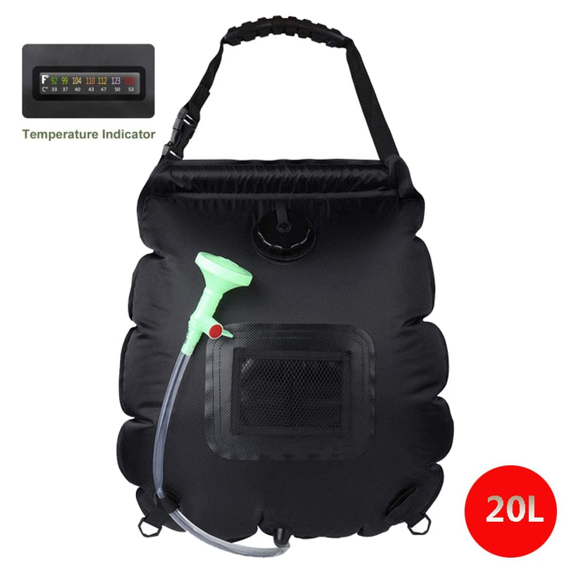Wasserbeutel 20L Outdoor Camping Wandern Solarduschbeutel Heizung Campingdusche Klettern Trinkbeutel Schlauch Umschaltbarer Duschkopf