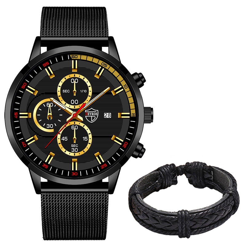 uhren herren 2022 mode Herren Uhren Männer Luxus Edelstahl Mesh Gurtel Quarz Armbanduhr Leucht Uhr Business Casual Leder Armband