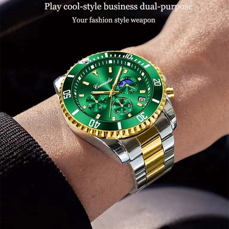 2023 Männer Uhr Top Marke Luxus Sport Quarz Herren Uhren Voller Stahl Wasserdicht Chronograph Armbanduhr Männer Relogio Mascul