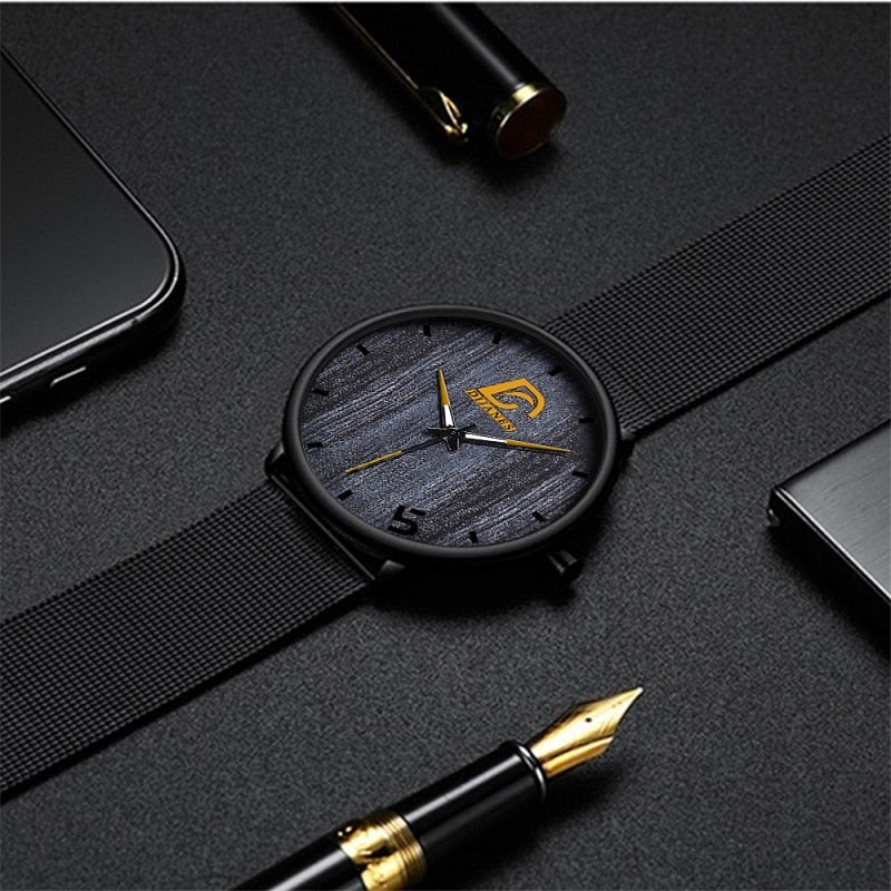 Reloj hombre Mens Fashion Ultra Dünne Minimalistischen Uhren Männer Business Edelstahl Mesh Gürtel Quarzuhr relogio masculino