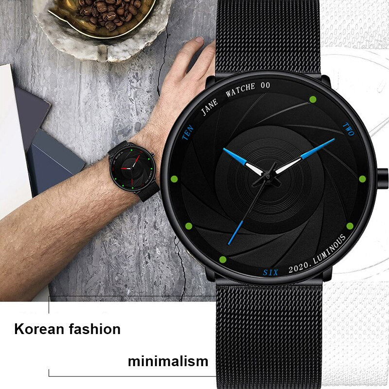 2022 New minimalistischen Mens Fashion Uhren Ultra Dünne Edelstahl Mesh Gürtel Quarz Armbanduhr Männer Business Uhr Montre Homme