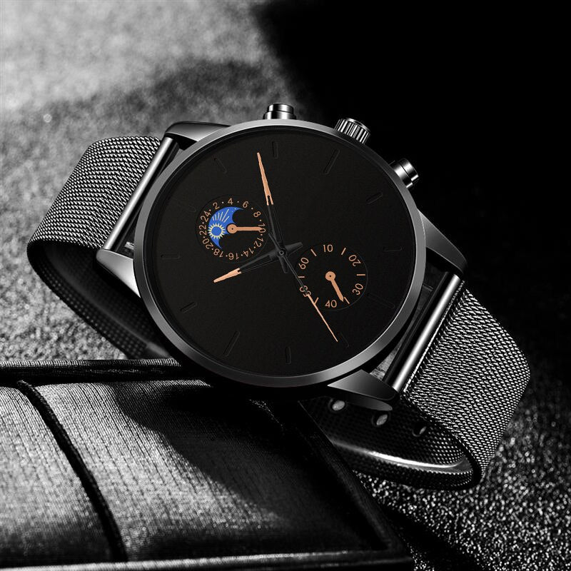 Reloj Hombre Mode Uhr Männer Business Uhren Luxus Klassische Schwarz Edelstahl Mesh Gürtel Quarz Armbanduhr Montre Homme