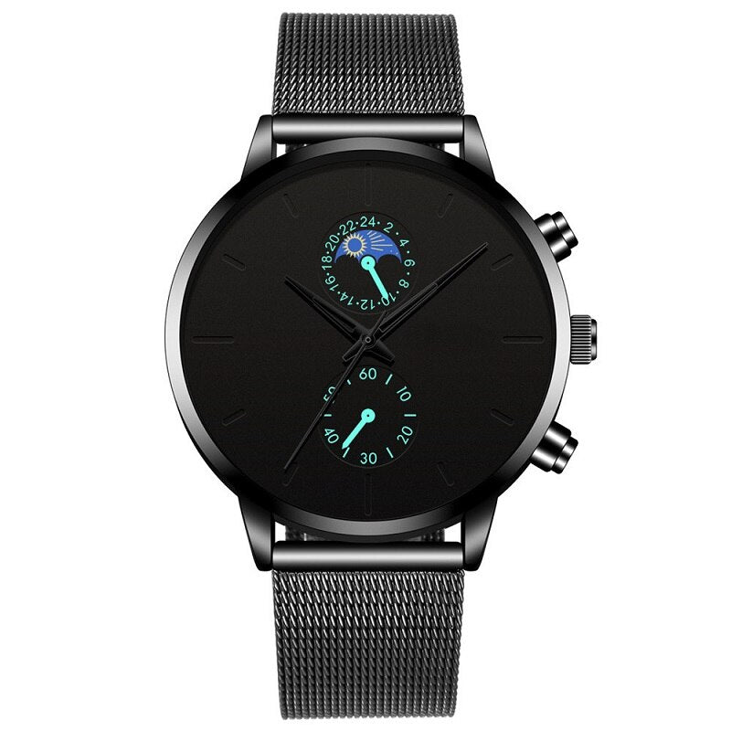 Reloj Hombre Mode Uhr Männer Business Uhren Luxus Klassische Schwarz Edelstahl Mesh Gürtel Quarz Armbanduhr Montre Homme