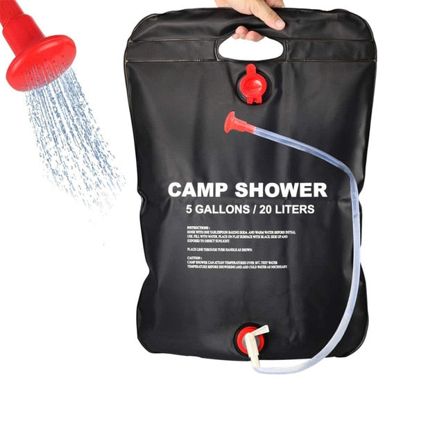 Wasserbeutel 20L Outdoor Camping Wandern Solarduschbeutel Heizung Campingdusche Klettern Trinkbeutel Schlauch Umschaltbarer Duschkopf