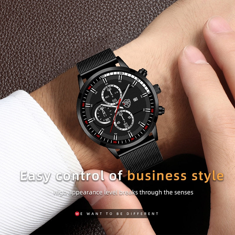 uhren herren 2022 mode Herren Uhren Männer Luxus Edelstahl Mesh Gurtel Quarz Armbanduhr Leucht Uhr Business Casual Leder Armband