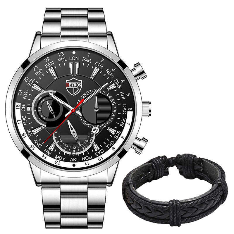 uhren herren 2022 mode Herren Uhren Luxus Edelstahl Quarz Armbanduhr Kalender Männer Sport Casual Silber Armband Leucht Uhr