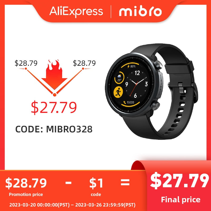 Mibro A1 Smartwatch Global Version Blood Oxygen Heart Rate Monitor 5ATM Waterproof Fashion Bluetooth Sport Men Women Smart Watch