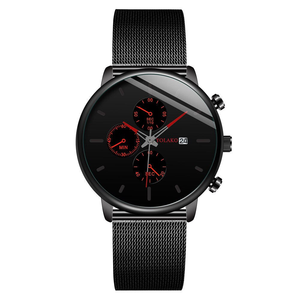 Mesh Stainless Steel Fashion Men Watch uhren herren luxury watch men Business Calendar Wristwatch Relogio Masculino Montre homme