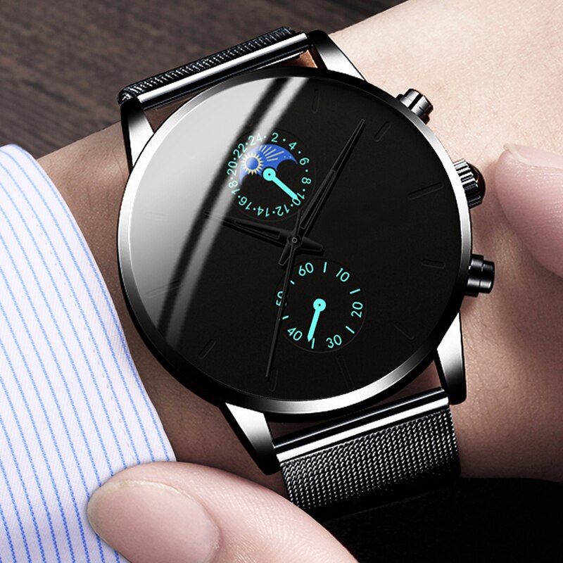 Reloj Hombre Mode Uhr Manner Business Uhren Luxus Klassische Schwarz Edelstahl Mesh Gurtel Quarz Armbanduhr Montre Homme