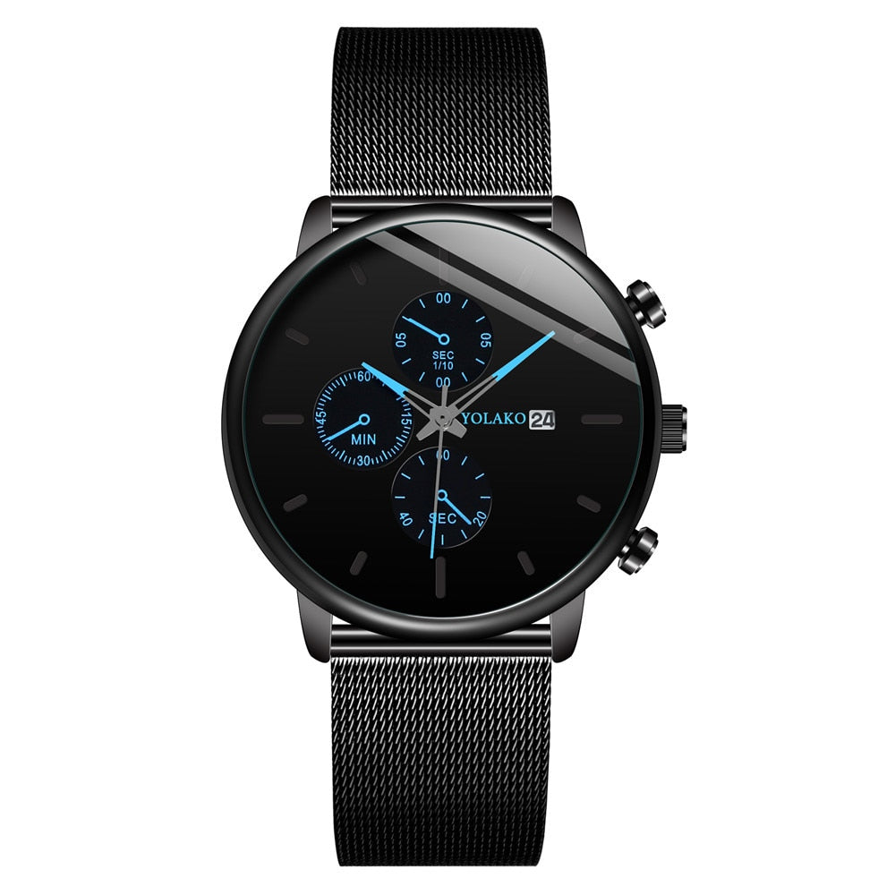 Mesh Stainless Steel Fashion Men Watch uhren herren luxury watch men Business Calendar Wristwatch Relogio Masculino Montre homme