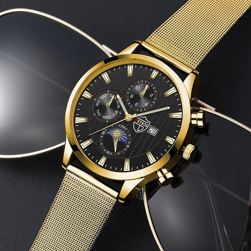 uhren herren Luxus Neue Herren Business Uhren Edelstahl Mesh Gürtel Quarz Armbanduhr Männer Sport Armband Casual Leucht Uhr Uhr