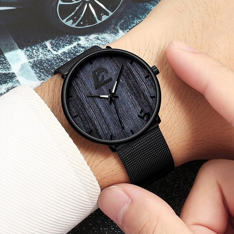 Reloj hombre Mens Fashion Ultra Dünne Minimalistischen Uhren Männer Business Edelstahl Mesh Gürtel Quarzuhr relogio masculino