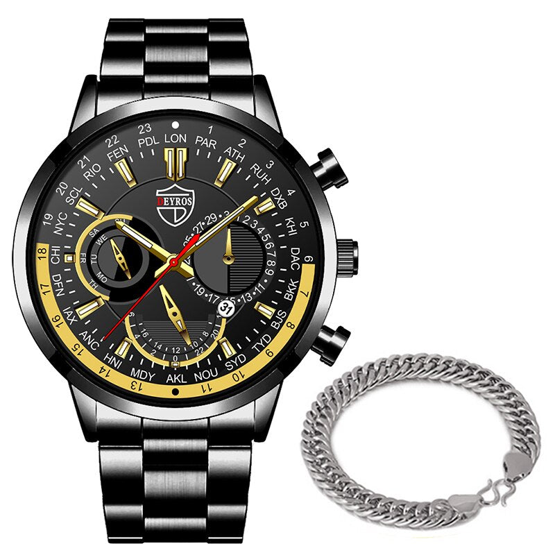 uhren herren 2022 mode Herren Uhren Luxus Edelstahl Quarz Armbanduhr Kalender Männer Sport Casual Silber Armband Leucht Uhr