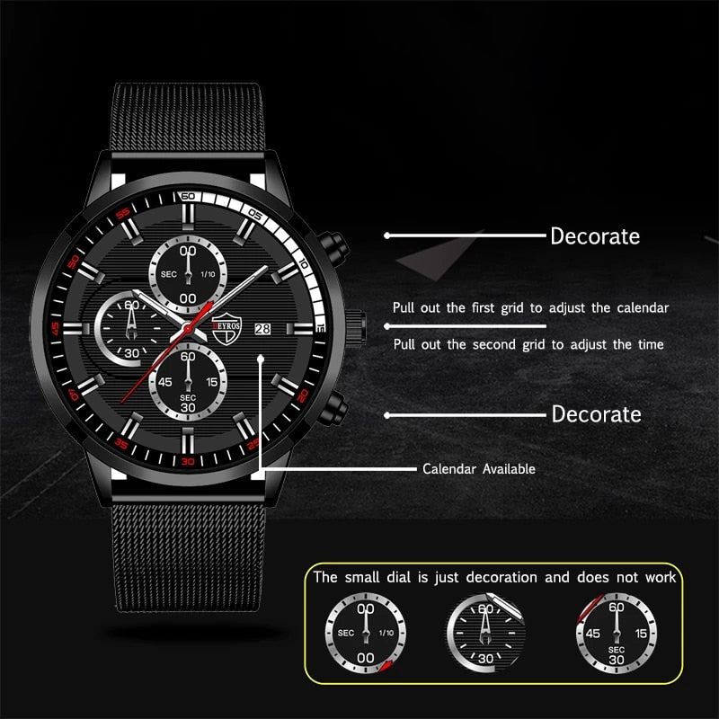 uhren herren 2022 mode Herren Uhren Männer Luxus Edelstahl Mesh Gurtel Quarz Armbanduhr Leucht Uhr Business Casual Leder Armband