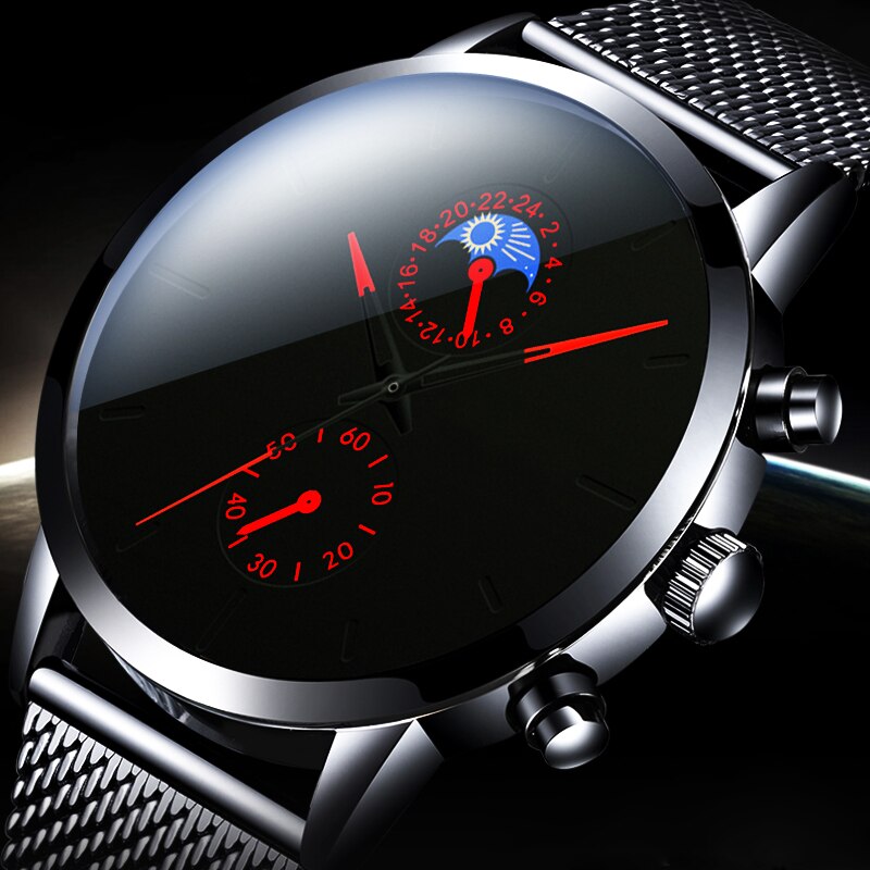 Reloj Hombre Mode Uhr Manner Business Uhren Luxus Klassische Schwarz Edelstahl Mesh Gurtel Quarz Armbanduhr Montre Homme
