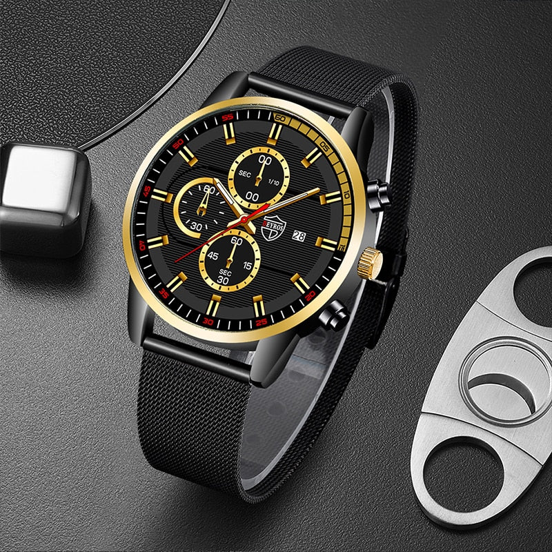 uhren herren 2022 mode Herren Uhren Männer Luxus Edelstahl Mesh Gurtel Quarz Armbanduhr Leucht Uhr Business Casual Leder Armband