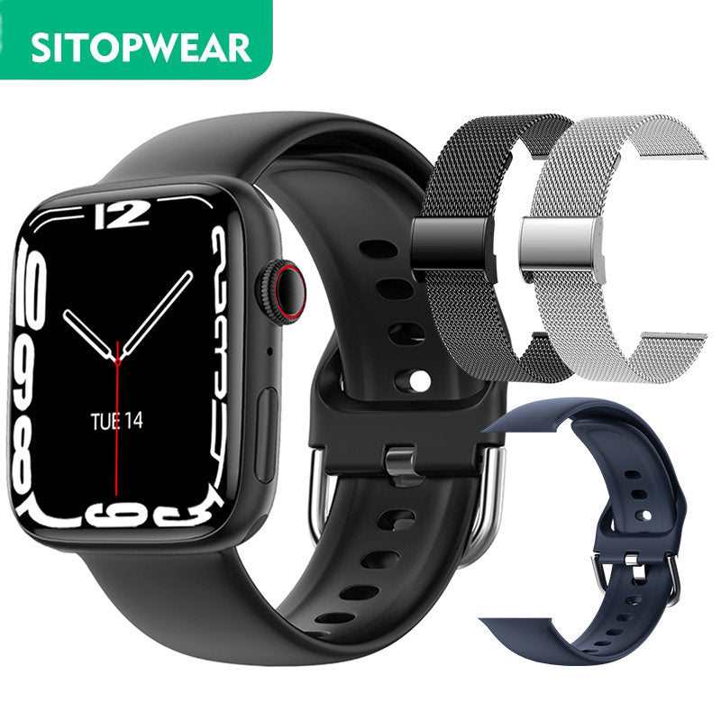 SitopWear Smart Watch 2023, kabelloses Laden, Smartwatch, Bluetooth, Anrufe, Uhren für Männer und Frauen, Fitness-Armband, individuelles Zifferblatt