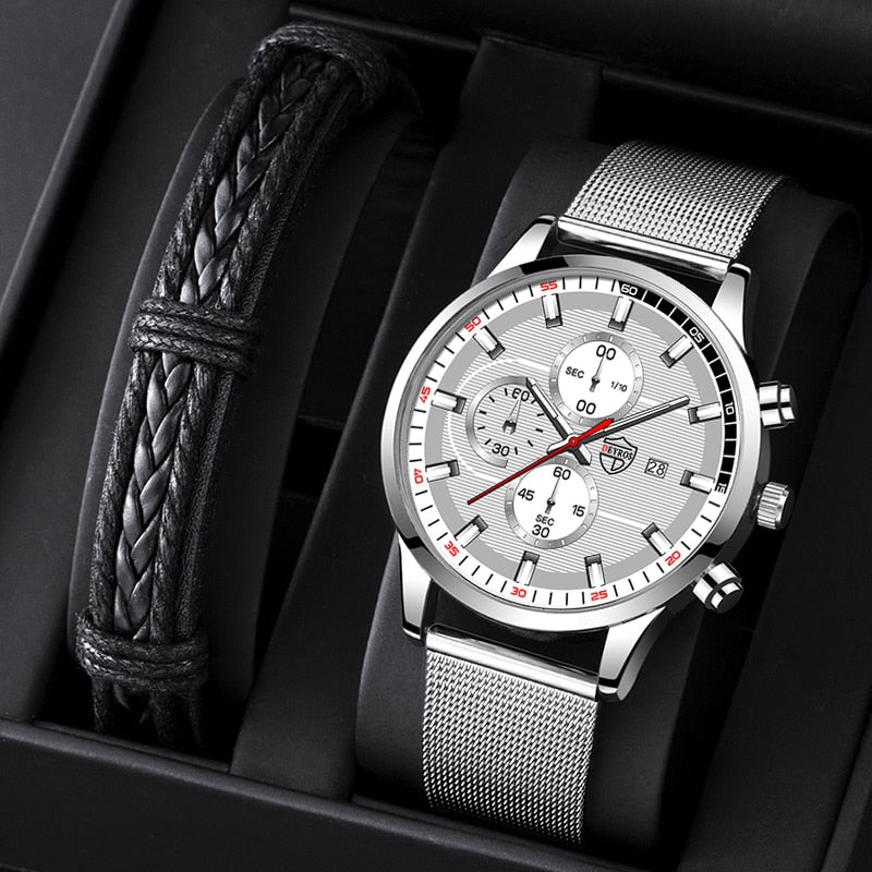 uhren herren 2022 mode Herren Uhren Männer Luxus Edelstahl Mesh Gurtel Quarz Armbanduhr Leucht Uhr Business Casual Leder Armband