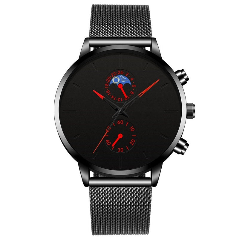 Reloj Hombre Mode Uhr Männer Business Uhren Luxus Klassische Schwarz Edelstahl Mesh Gürtel Quarz Armbanduhr Montre Homme