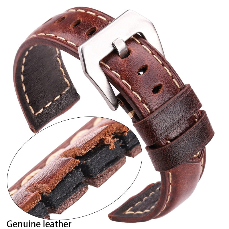 Echtes Leder Uhrenarmband 20mm 22mm 24mm Dunkelbraun Damen Herren Rindsleder Uhrenarmband Uhrenzubehör