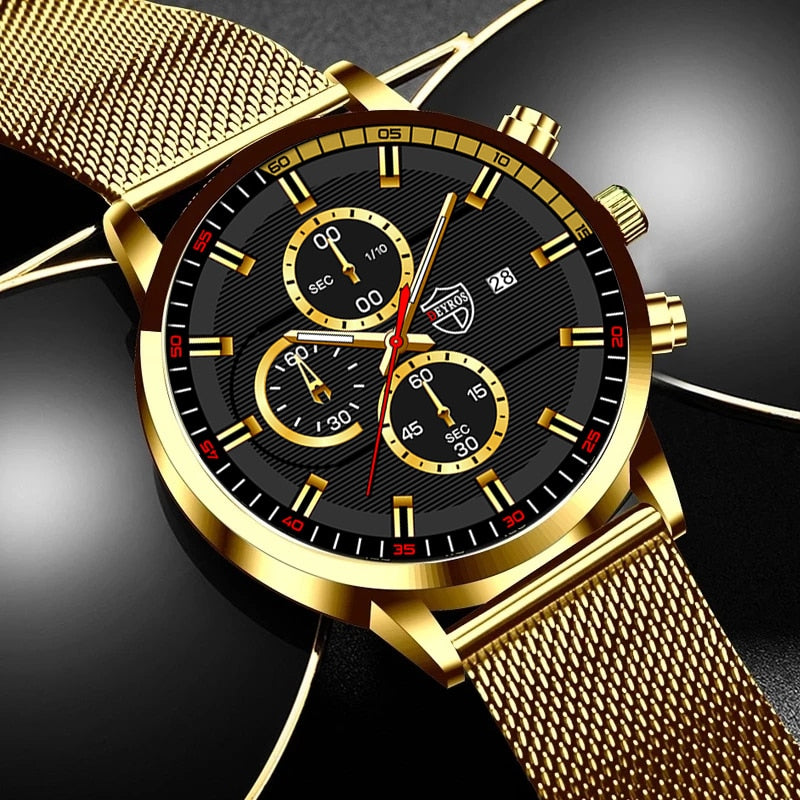 uhren herren 2022 mode Herren Uhren Männer Luxus Edelstahl Mesh Gurtel Quarz Armbanduhr Leucht Uhr Business Casual Leder Armband