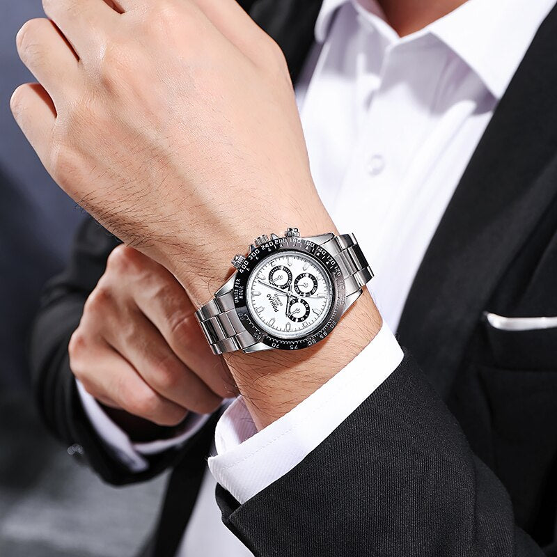 Neue Mode Edelstahl Herren Quarz Armbanduhren Analog Luxus Marke Top Qualität Geschenk für Freund Uhren Herren