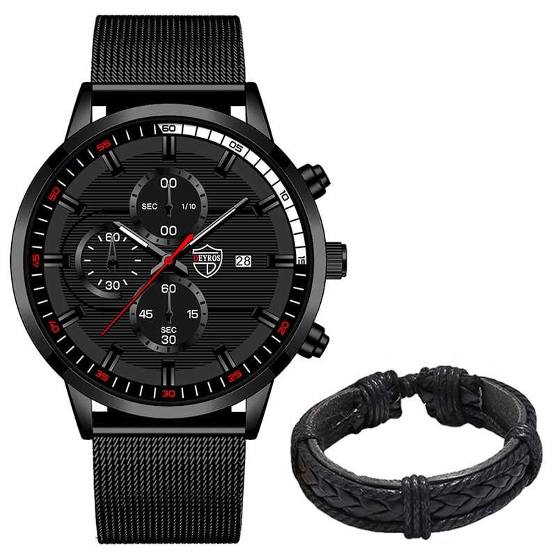 uhren herren 2022 mode Herren Uhren Männer Luxus Edelstahl Mesh Gurtel Quarz Armbanduhr Leucht Uhr Business Casual Leder Armband