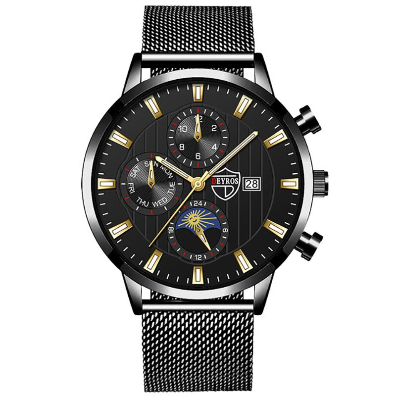 uhren herren Luxus Neue Herren Business Uhren Edelstahl Mesh Gürtel Quarz Armbanduhr Männer Sport Armband Casual Leucht Uhr Uhr