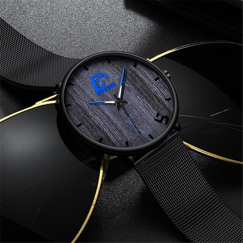 Reloj hombre Mens Fashion Ultra Dünne Minimalistischen Uhren Männer Business Edelstahl Mesh Gürtel Quarzuhr relogio masculino